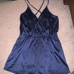 Satin navy blue Romper